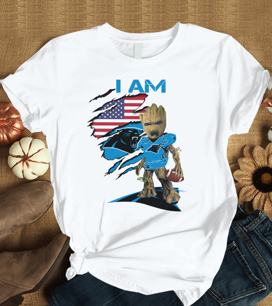 I AM Panthers Baby Groot Football Fan T-Shirt