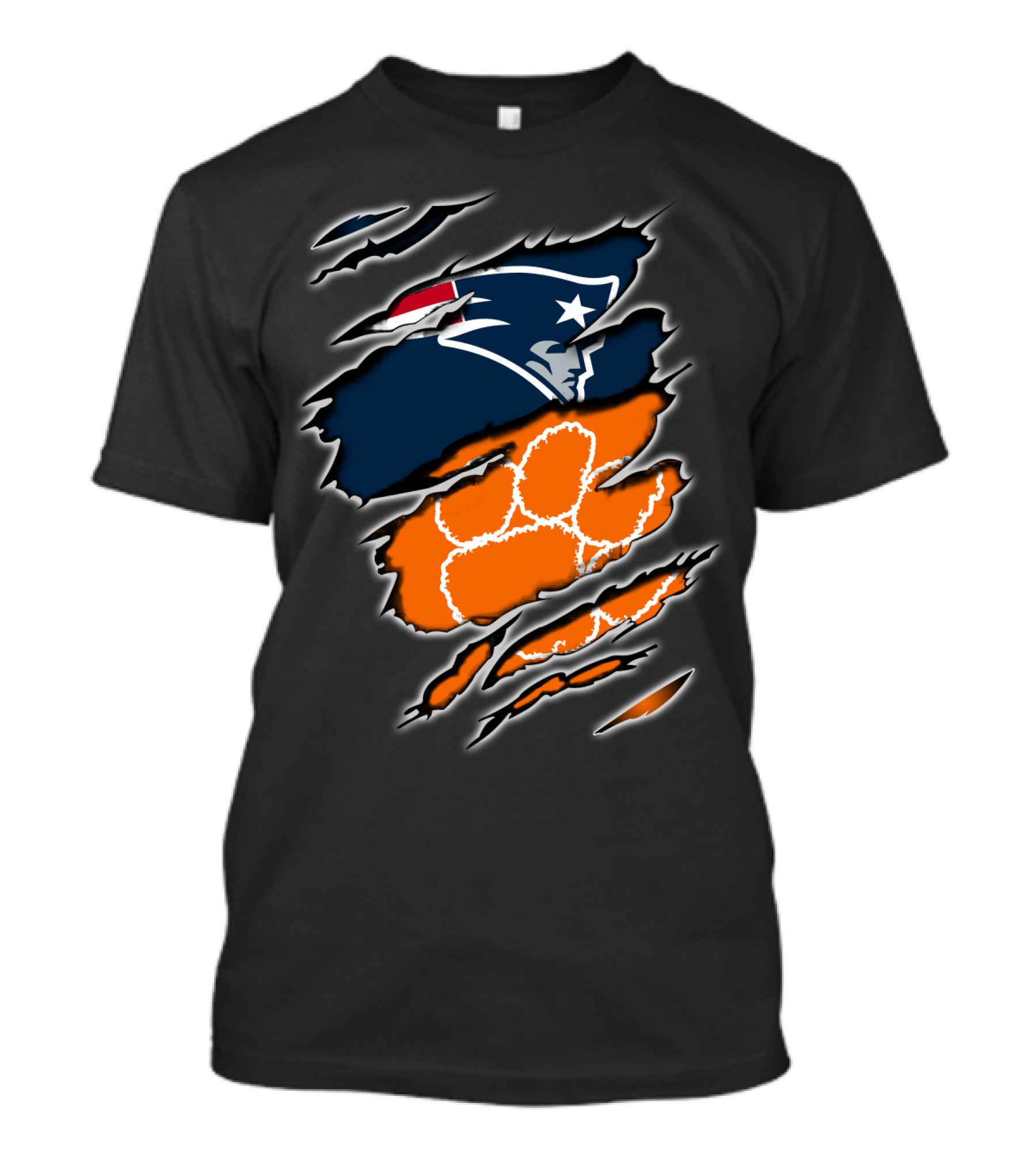 Patriots Clemson Tiger Paw Scratch New England Football Tiger Claw T-Shirt