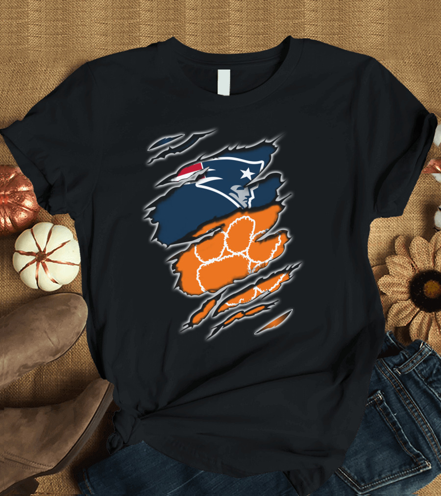 Patriots Clemson Tiger Paw Scratch New England Football Tiger Claw T-Shirt