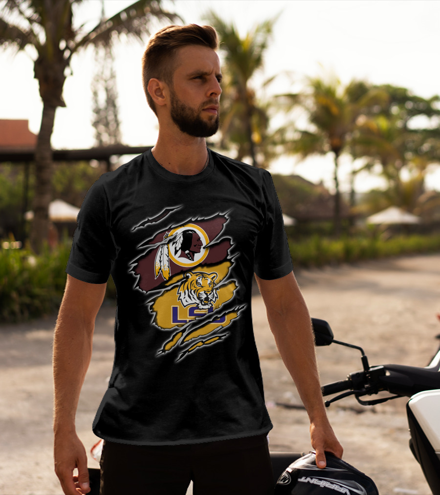 Lsu Tiger Claw With Redskins T-Shirt