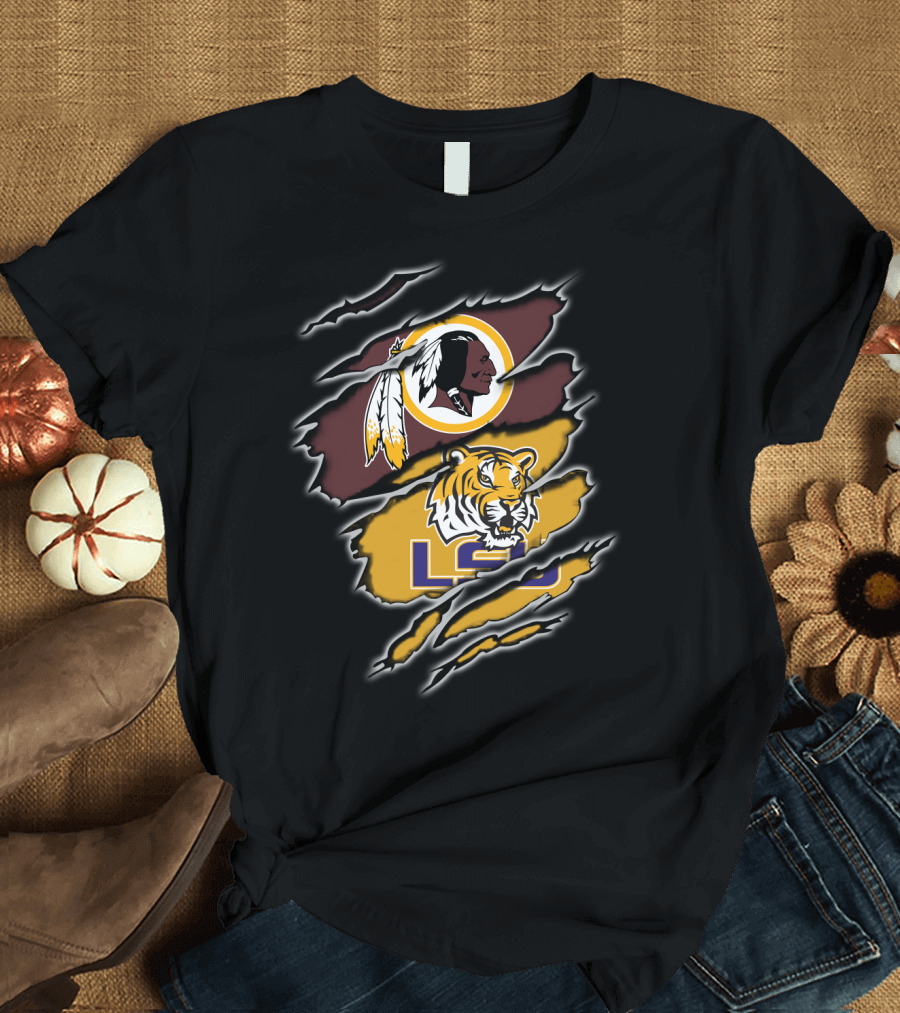 Lsu Tiger Claw With Redskins T-Shirt