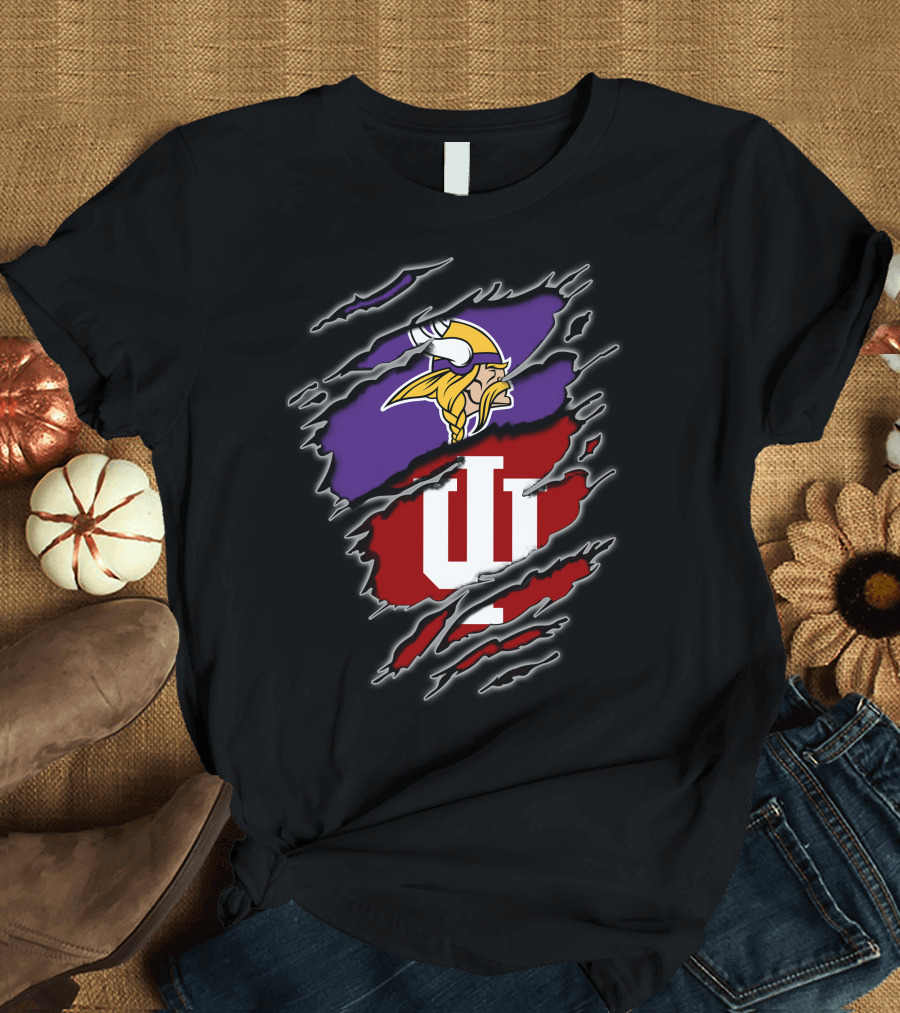 Vikings Hoosiers Minnesota NFL Indiana University Fan Logo Fusion T-Shirt