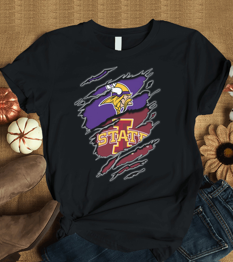 Minnesota Vikings Iowa State Cyclones Torn Claw Marks T-Shirt