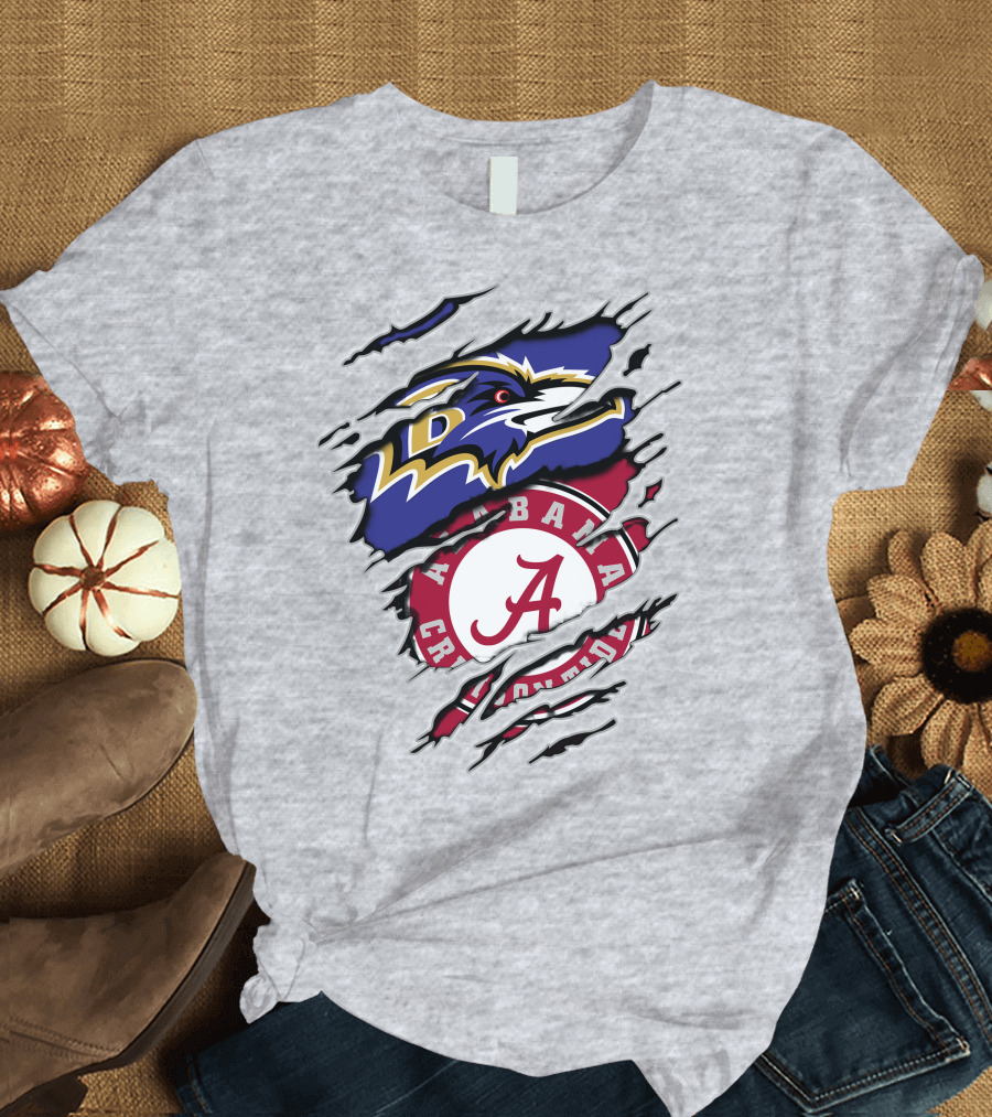 Alabama Crimson Tide Baltimore Ravens Torn T-Shirt
