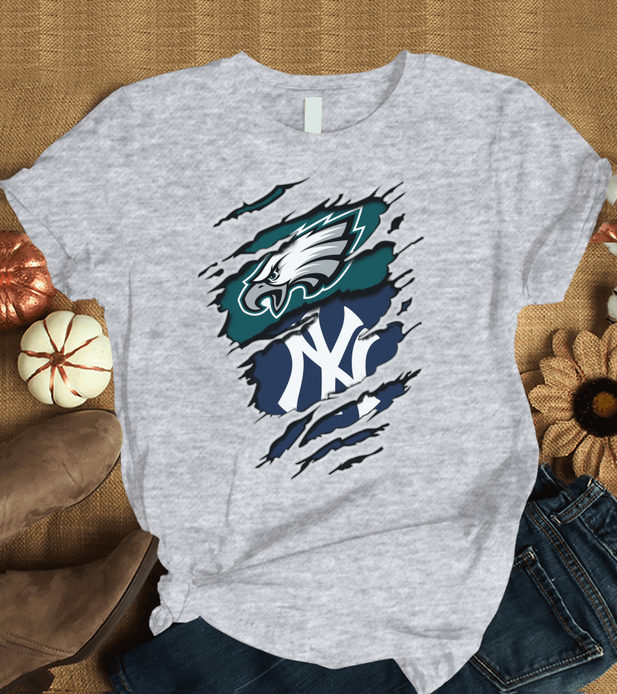 Philadelphia Eagles New York Yankees Fan Crossover T-Shirt