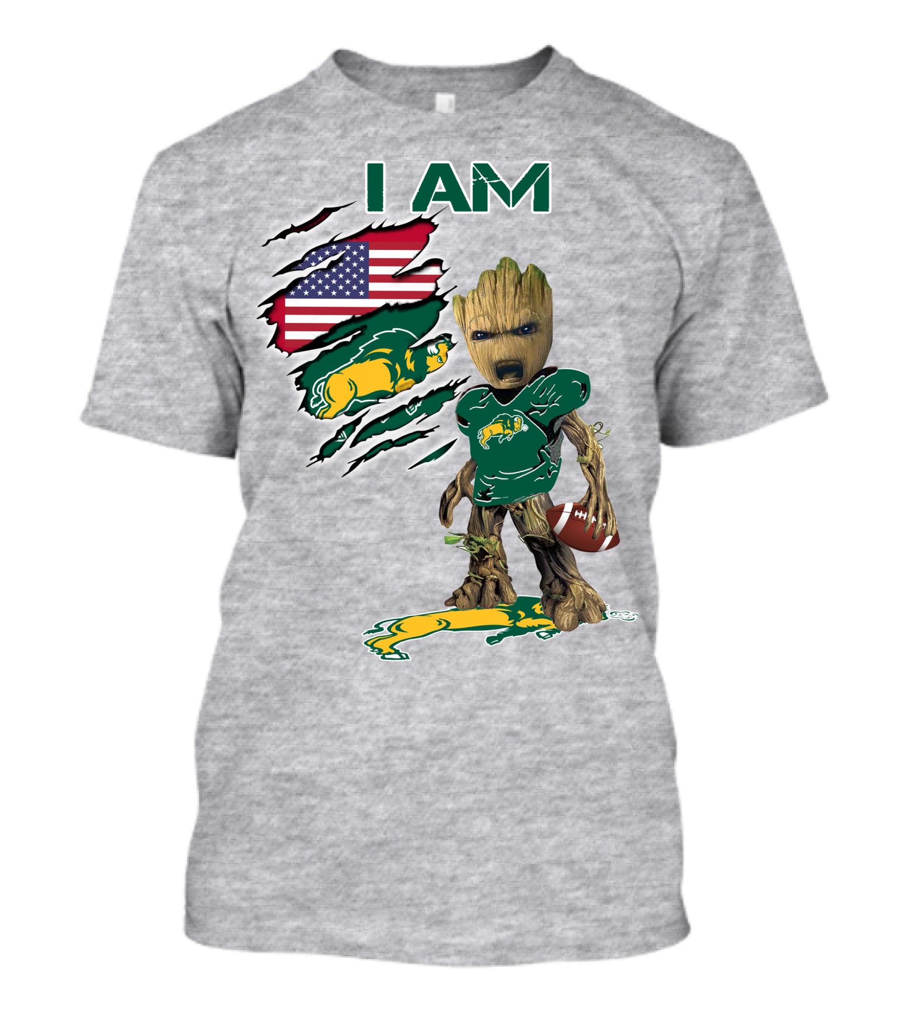 I AM Bison Baby Groot American Football Flag T-Shirt
