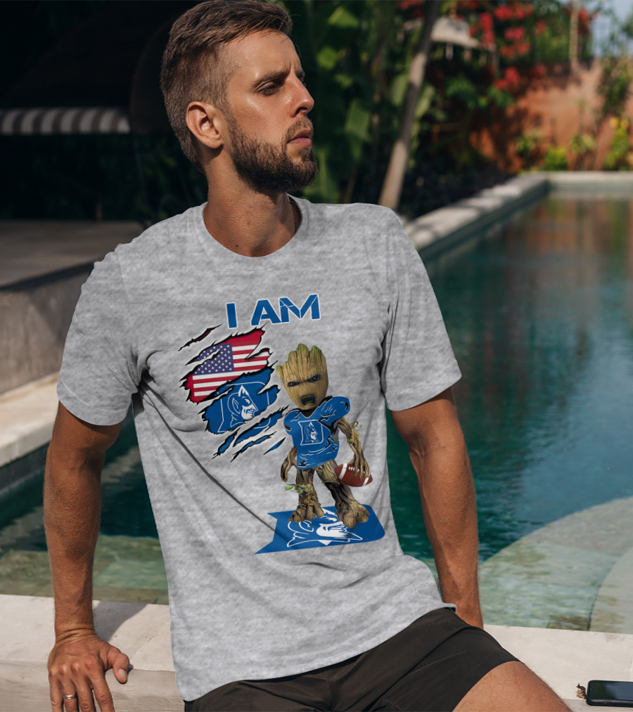 I Am Groot Duke Blue Devils Football American Flag T-Shirt