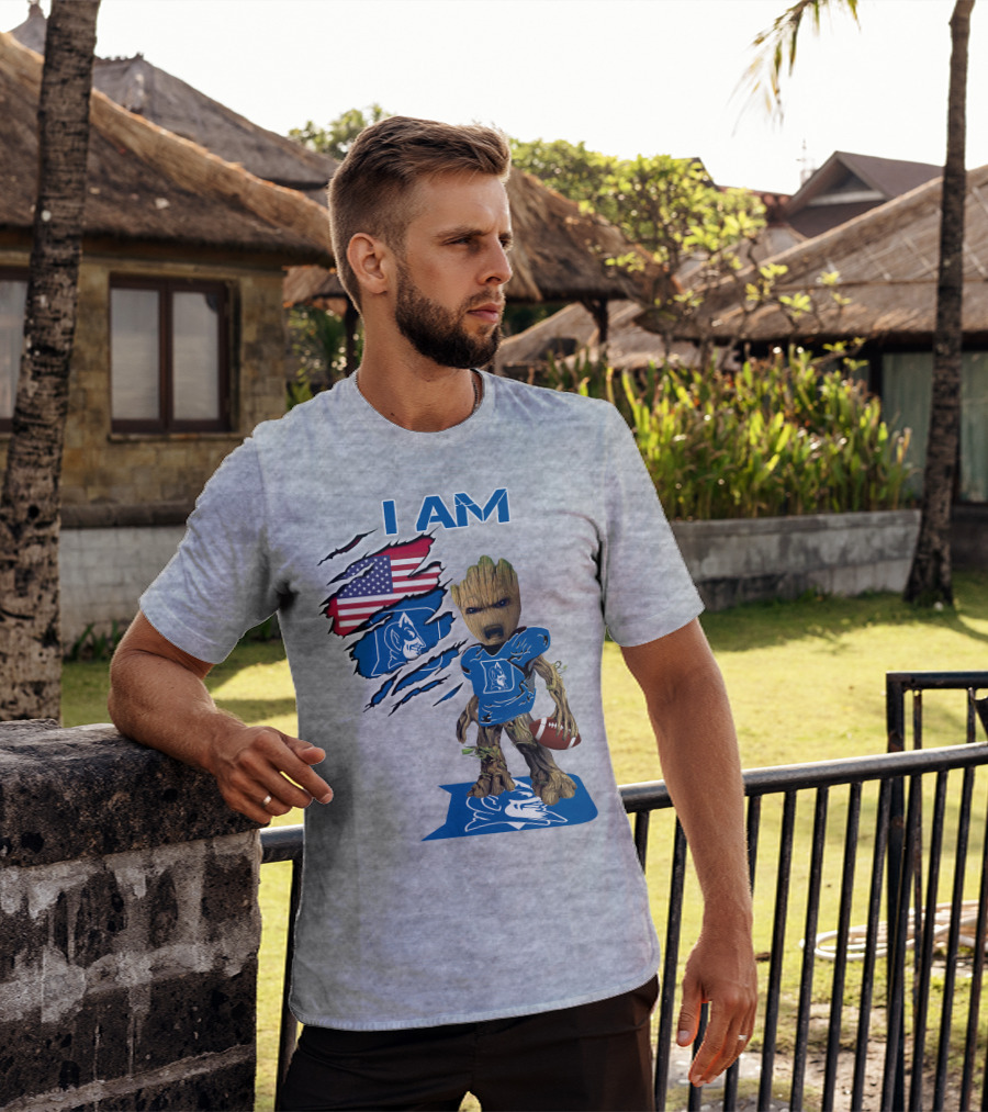 I Am Groot Duke Blue Devils Football American Flag T-Shirt