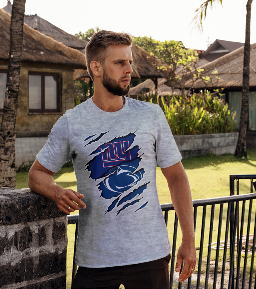 New York Giants And Penn State Nittany Lions Football Claw Marks T-Shirt