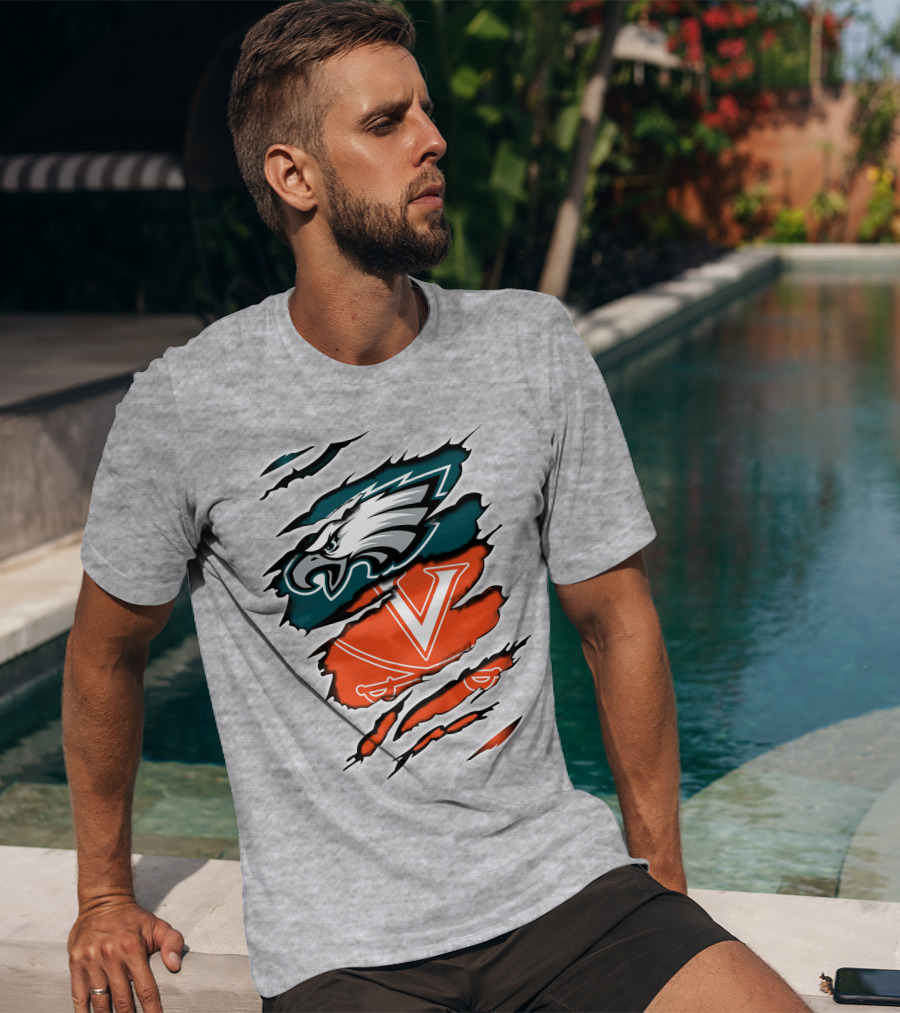 Philadelphia Eagles Virginia Cavaliers Logo Mashup T-Shirt