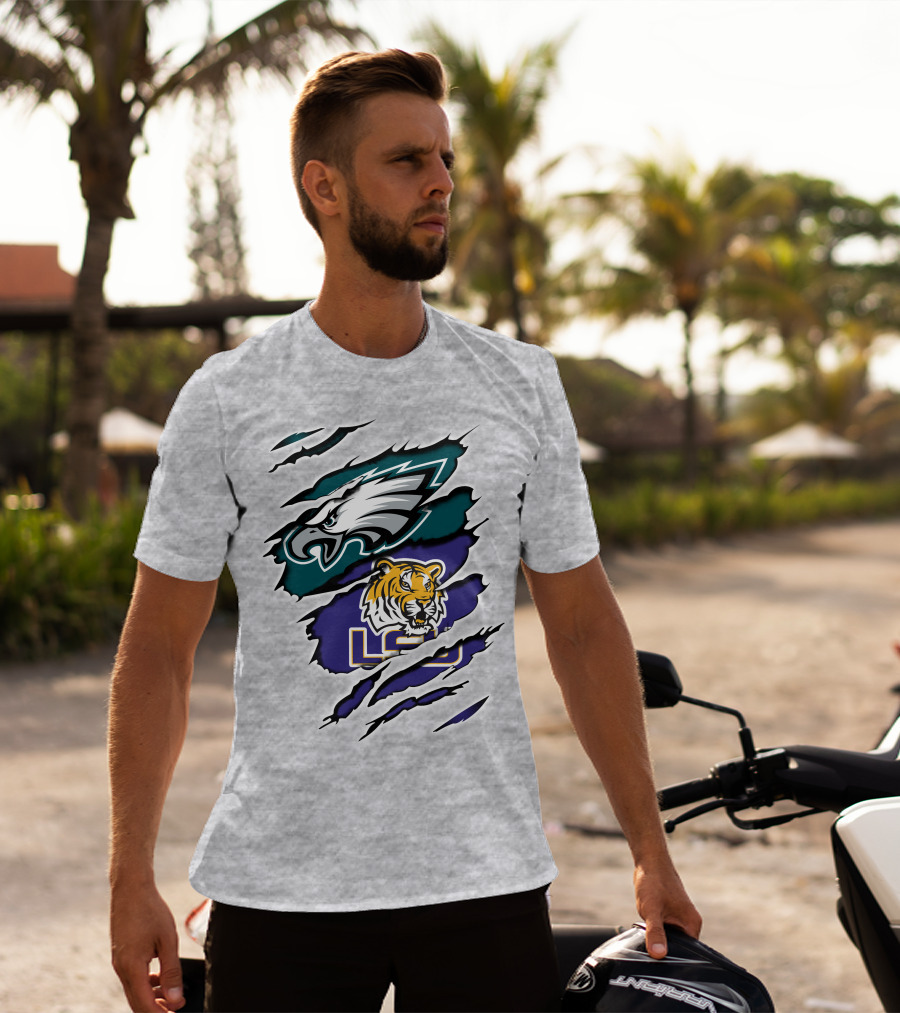 Eagles Philadelphia Tigers LSU Collaboration T-Shirt