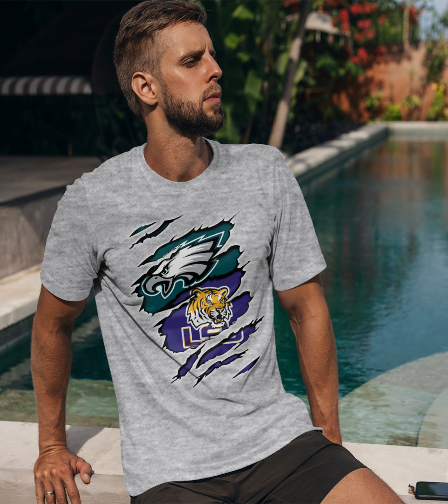 Eagles Philadelphia Tigers LSU Collaboration T-Shirt