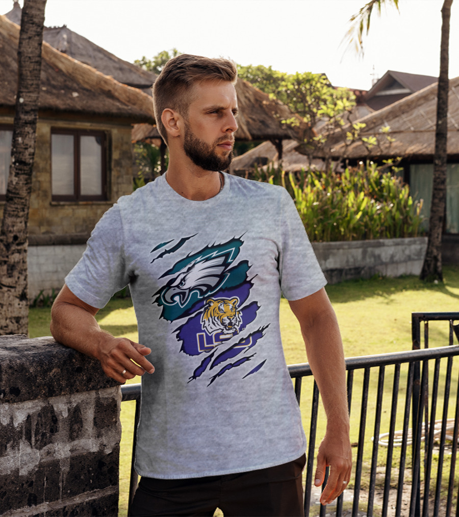 Eagles Philadelphia Tigers LSU Collaboration T-Shirt
