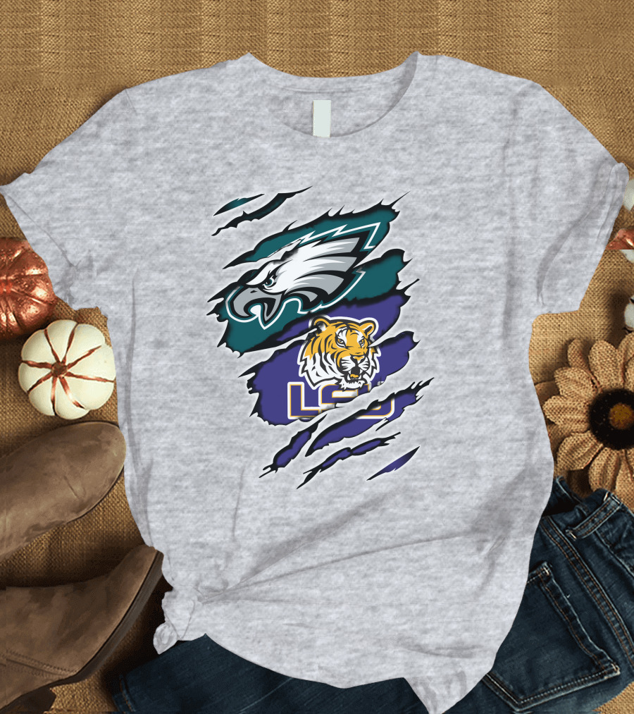 Eagles Philadelphia Tigers LSU Collaboration T-Shirt