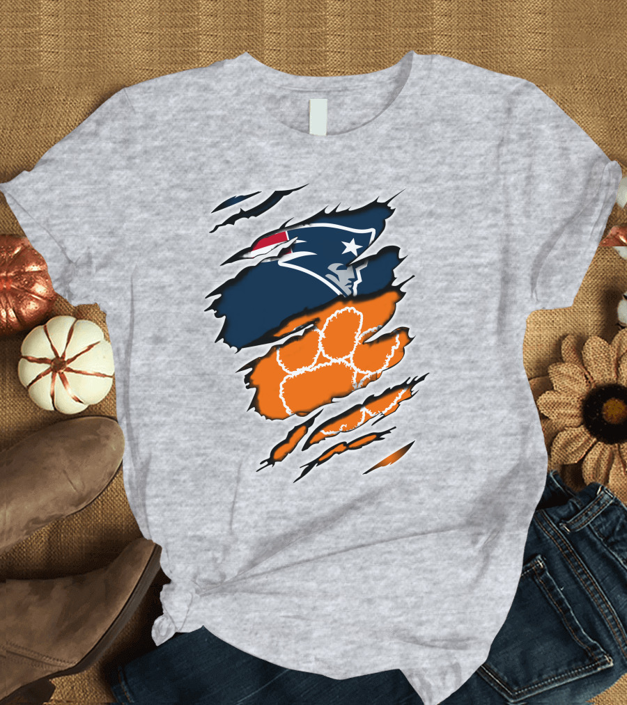 Patriots Clemson Tiger Paw Logo Fusion T-Shirt