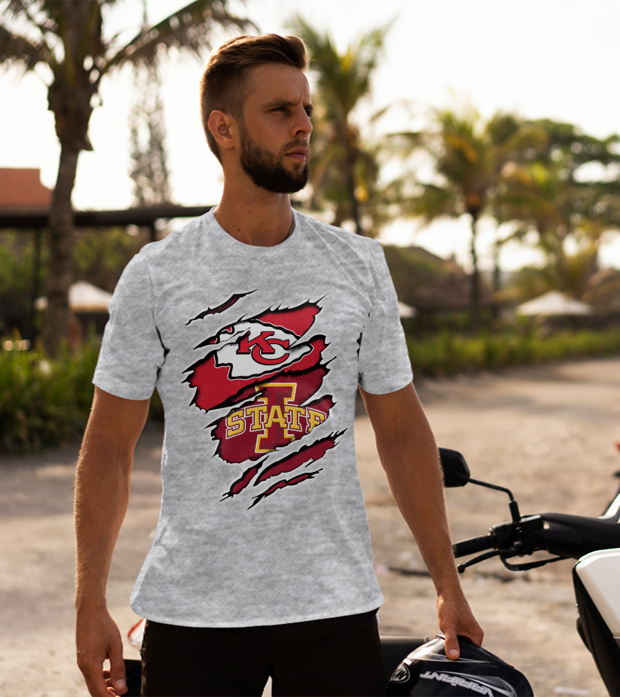 Chiefs Iowa State Kc Cyclones Logo Fusion Vintage Style T-Shirt