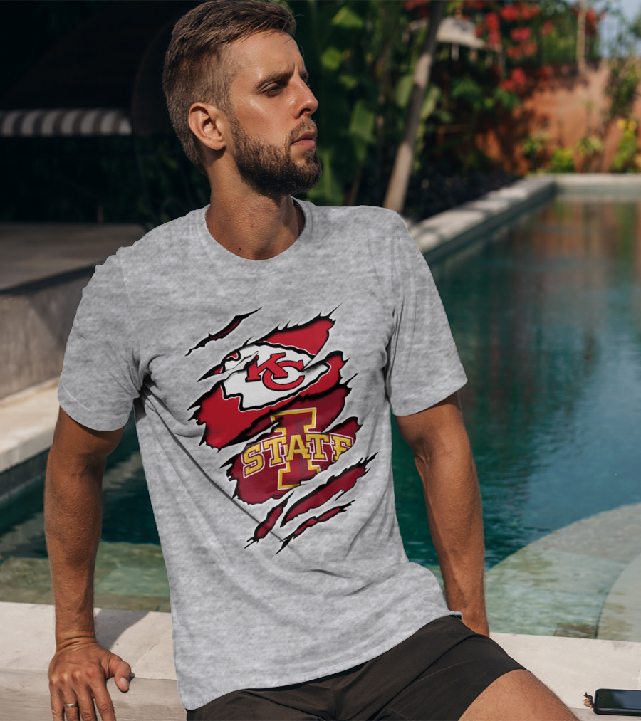 Chiefs Iowa State Kc Cyclones Logo Fusion Vintage Style T-Shirt