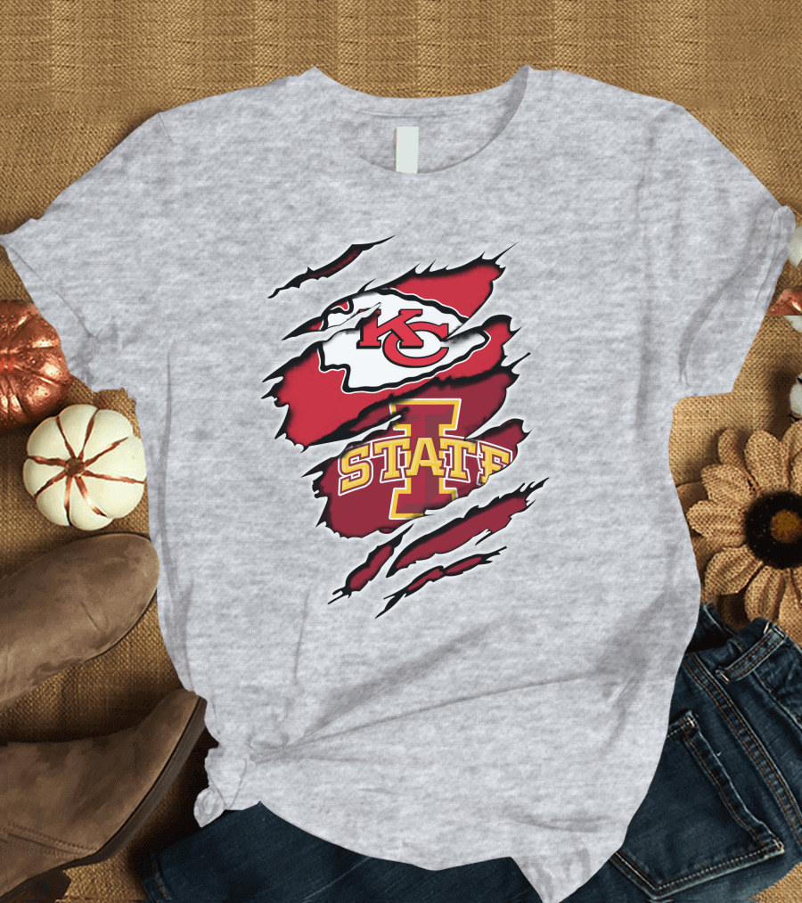 Chiefs Iowa State Kc Cyclones Logo Fusion Vintage Style T-Shirt