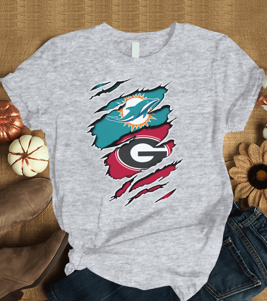 Miami Dolphins Georgia Bulldogs Fan T-Shirt