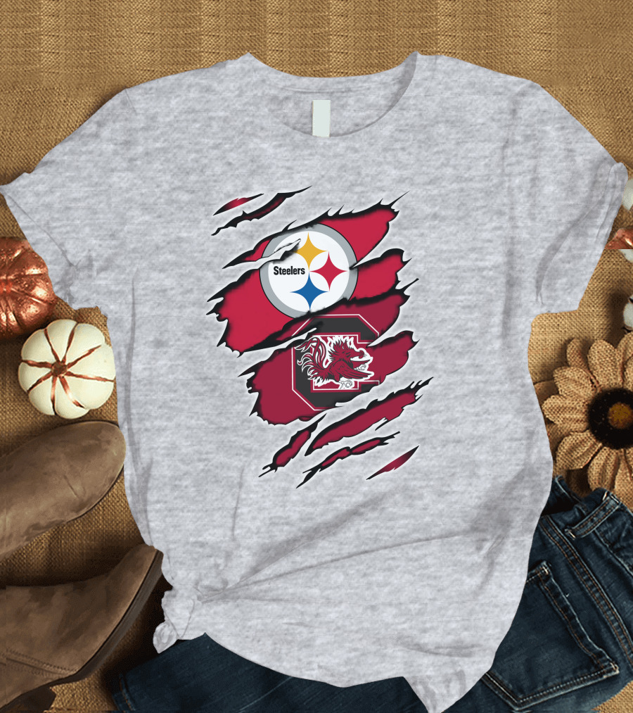 Steelers Gamecocks Ripped T-Shirt