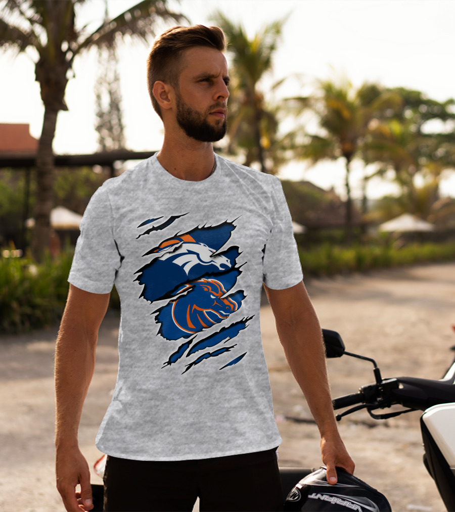 Broncos Boise Blue And Orange Horse T-Shirt