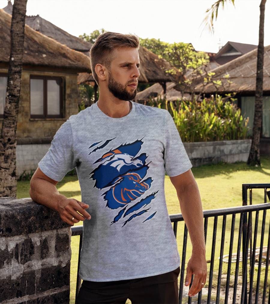Broncos Boise Blue And Orange Horse T-Shirt