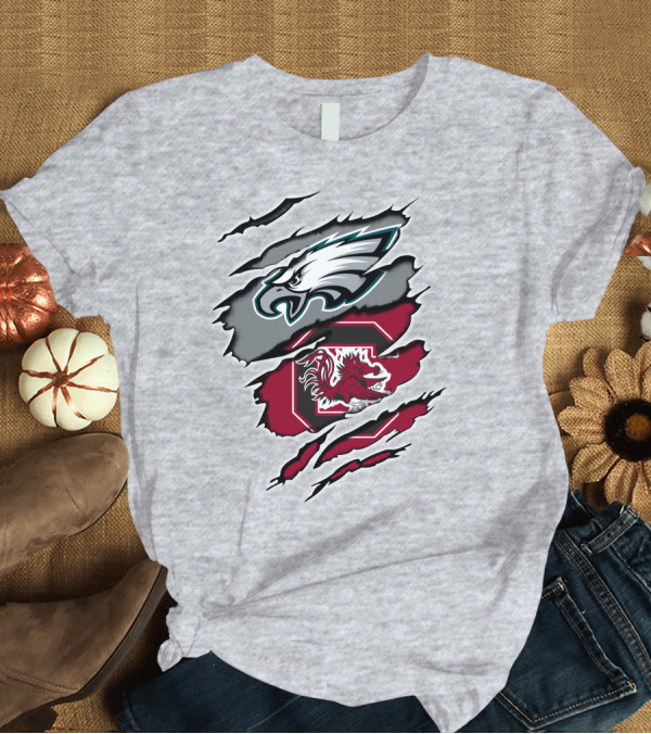 T-Shirt: Philadelphia Eagles South Carolina Gamecocks Claw Mark Logo Fusion T-Shirt Philadelphia Eagles South Carolina Gamecocks Claw Mark Logo Fusion T-Shirt