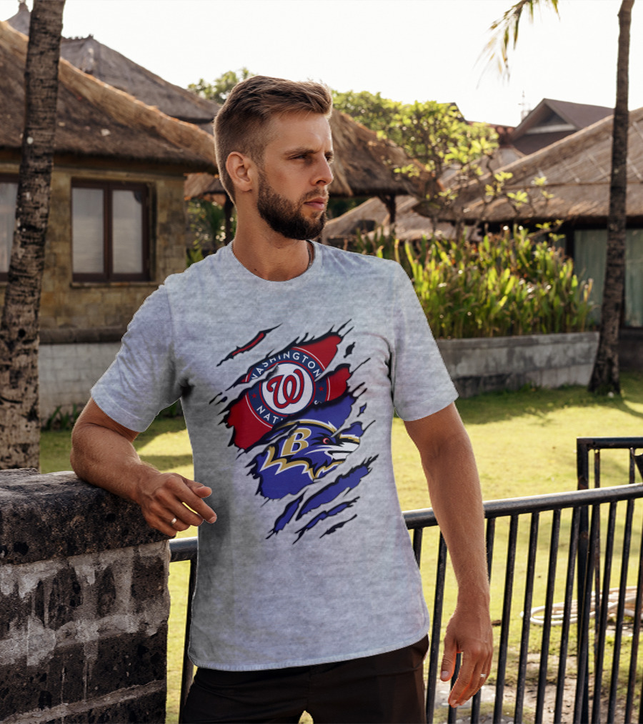 Washington Nationals Baltimore Ravens Logos T-Shirt