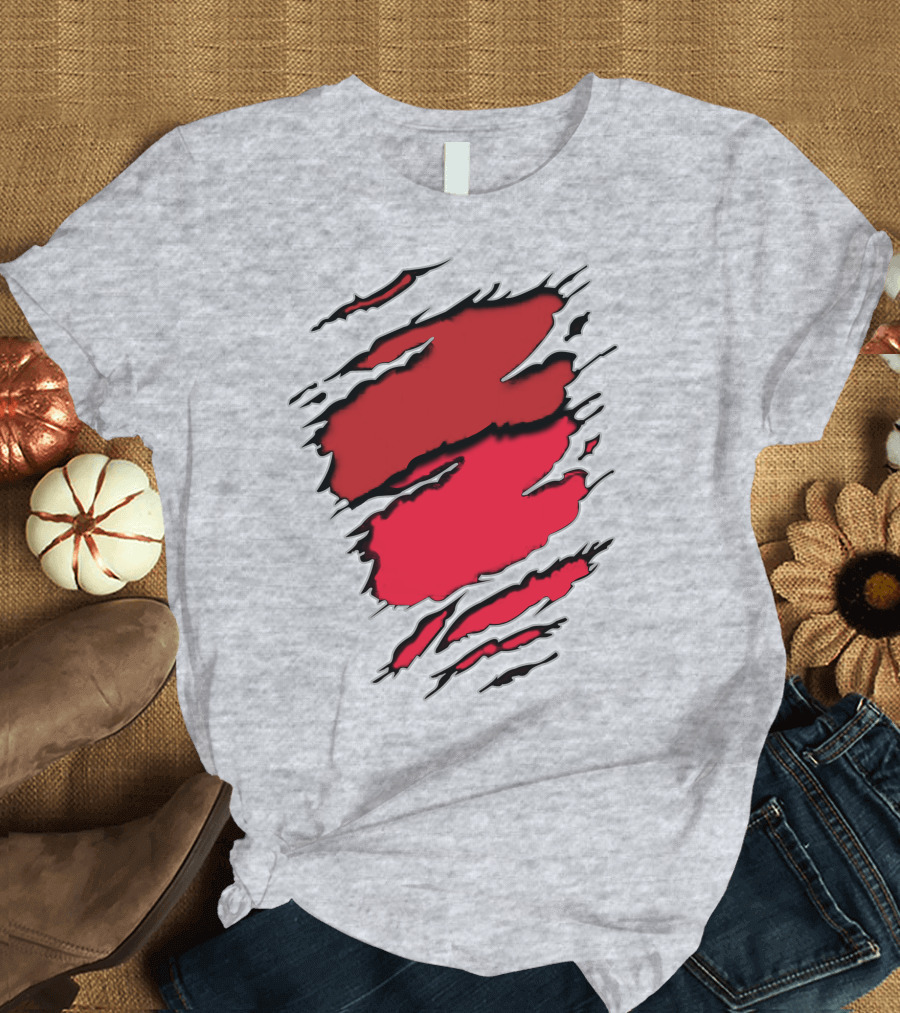 Chi Town Claw Marks Red and Grey T-Shirt