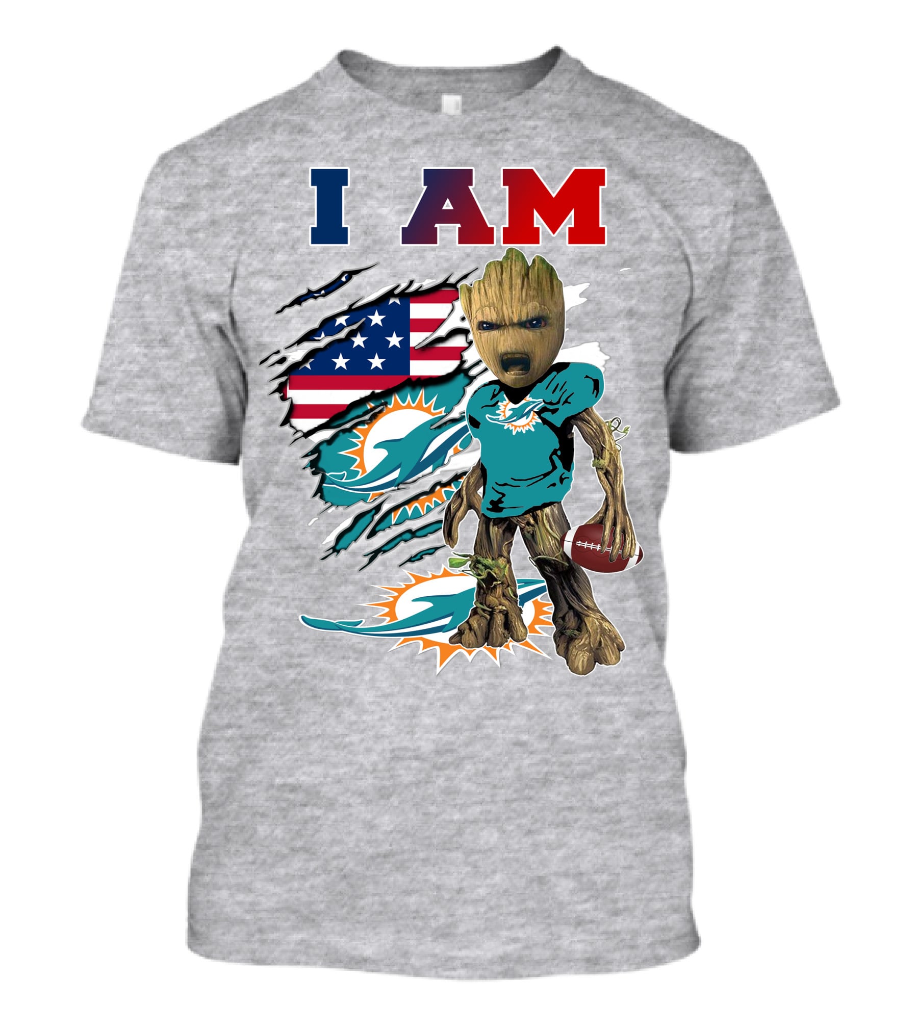 I Am Groot Miami Dolphins Nfl Football T-Shirt