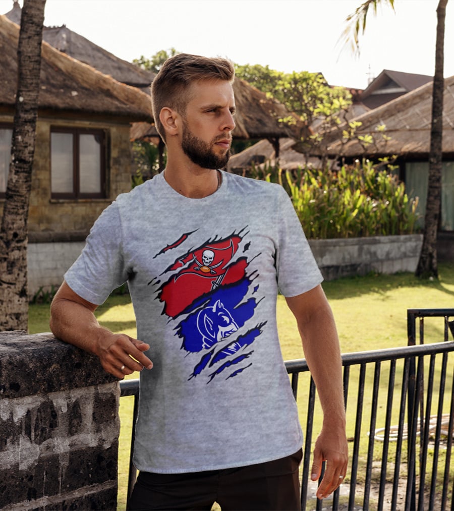 Buccaneers Duke Pirate Flag And Blue Devil Fusion T-Shirt