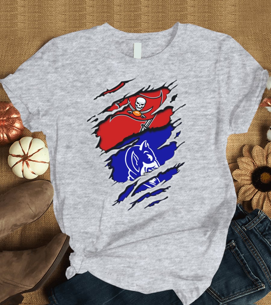 Buccaneers Duke Pirate Flag And Blue Devil Fusion T-Shirt