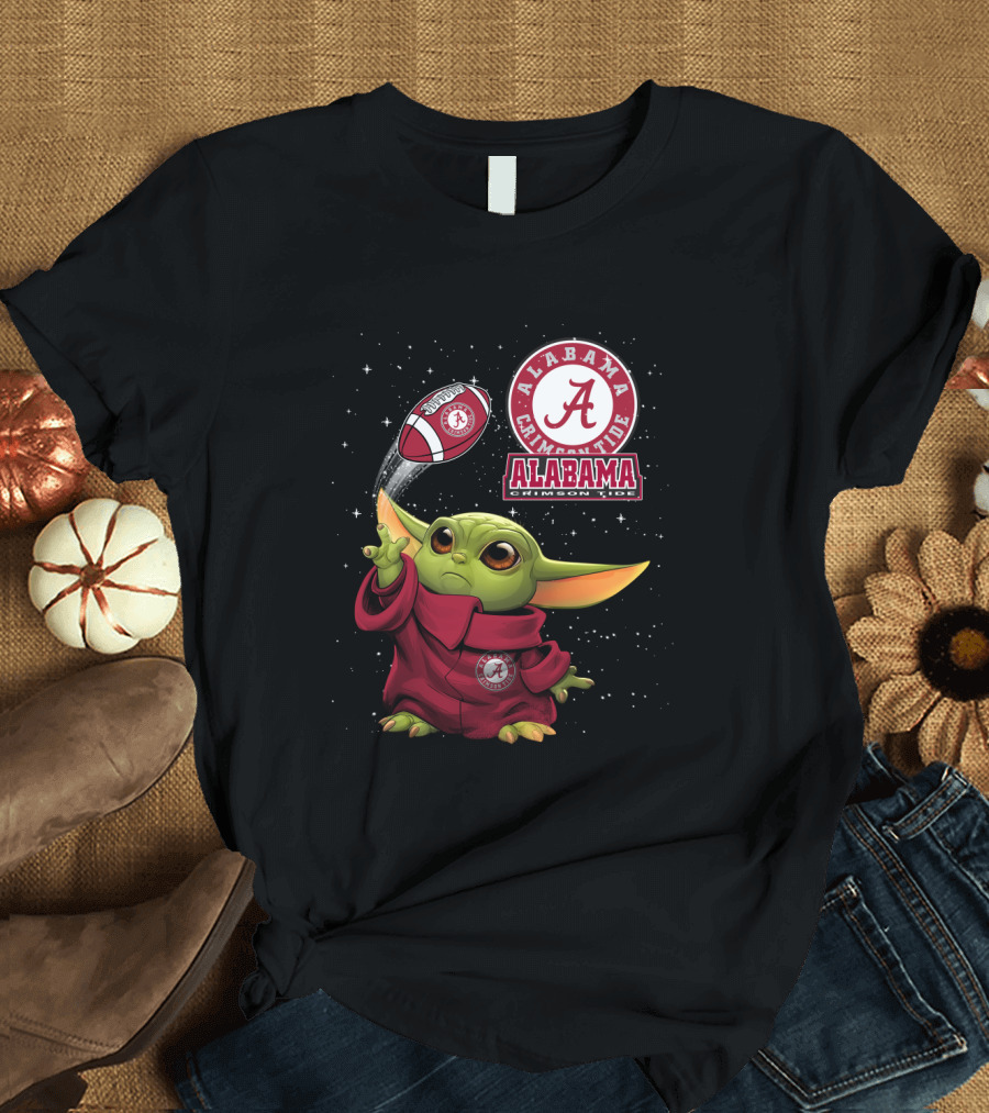 Alabama Crimson Tide Baby Yoda Football Fans T-Shirt
