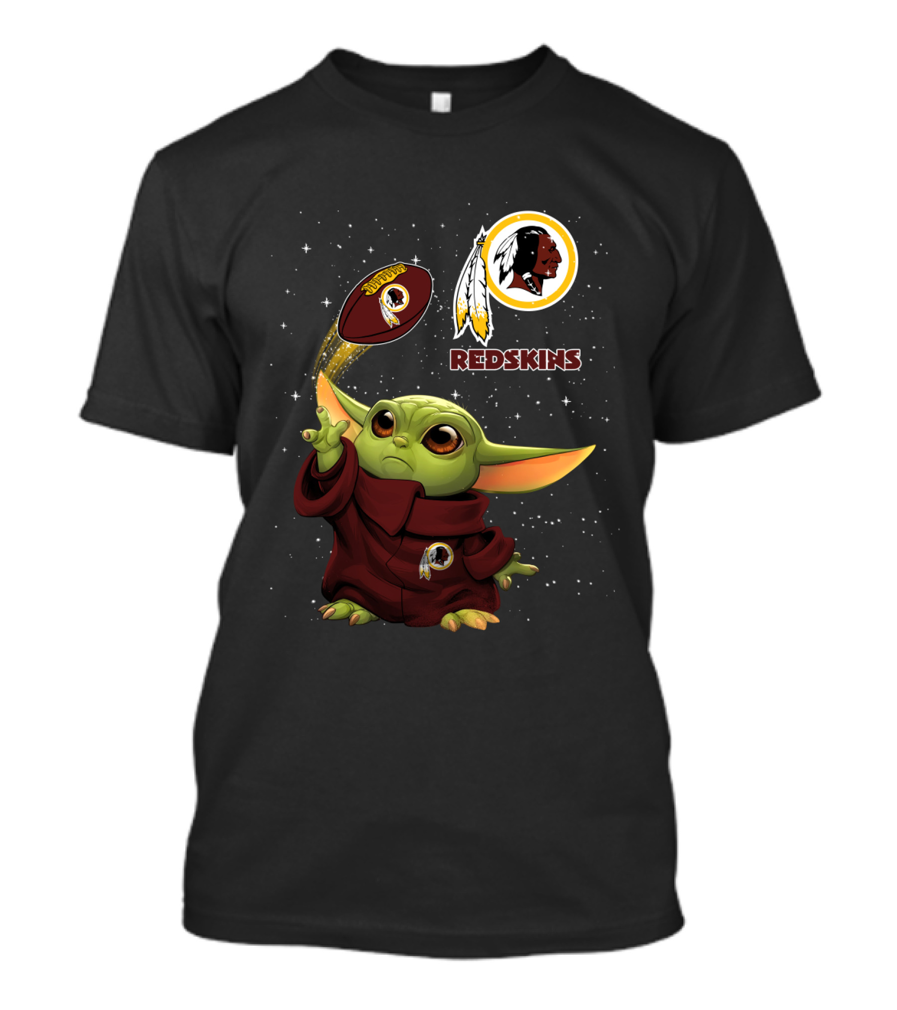 Baby Yoda Washington Redskins Logo Football T-Shirt