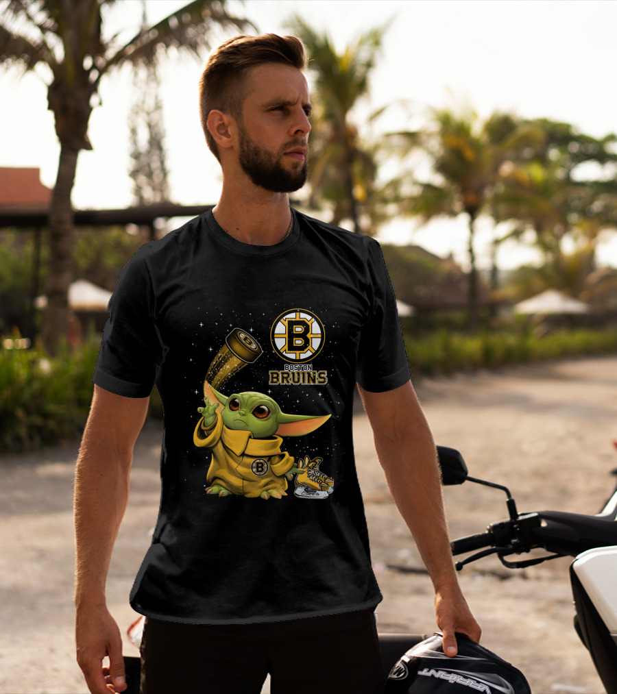 Boston Bruins Baby Yoda Star Wars NHL Crossover T-Shirt