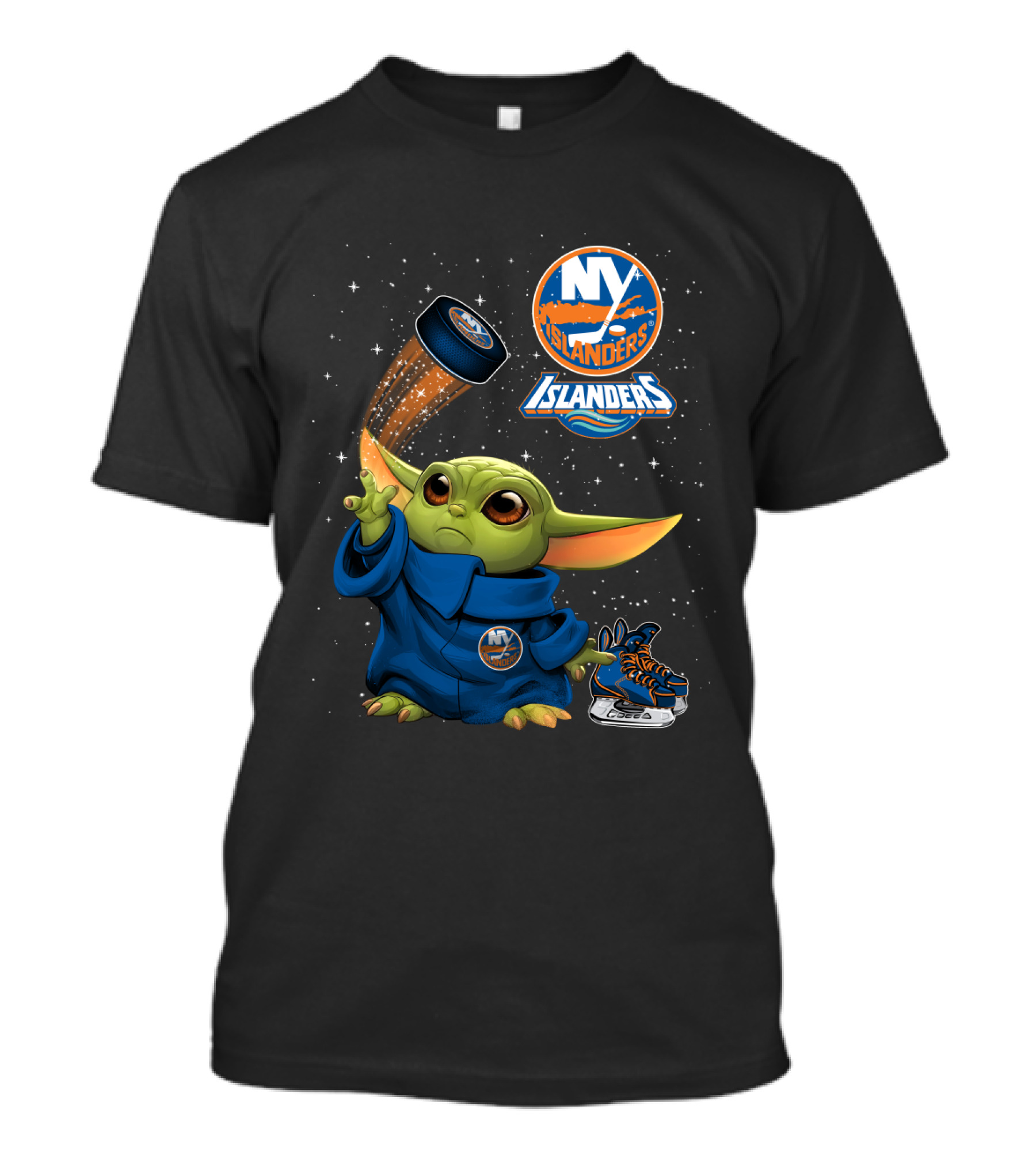 NY Islanders Baby Yoda Hockey Puck Magic T-Shirt