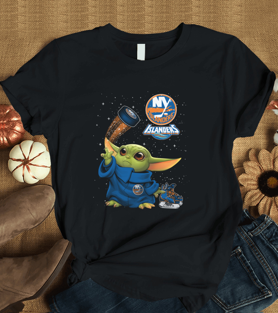 NY Islanders Baby Yoda Hockey Puck Magic T-Shirt
