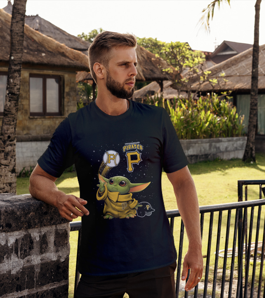 Pittsburgh Pirates Baseball And Adorable Green Character In Yellow Outfit T-Shirt