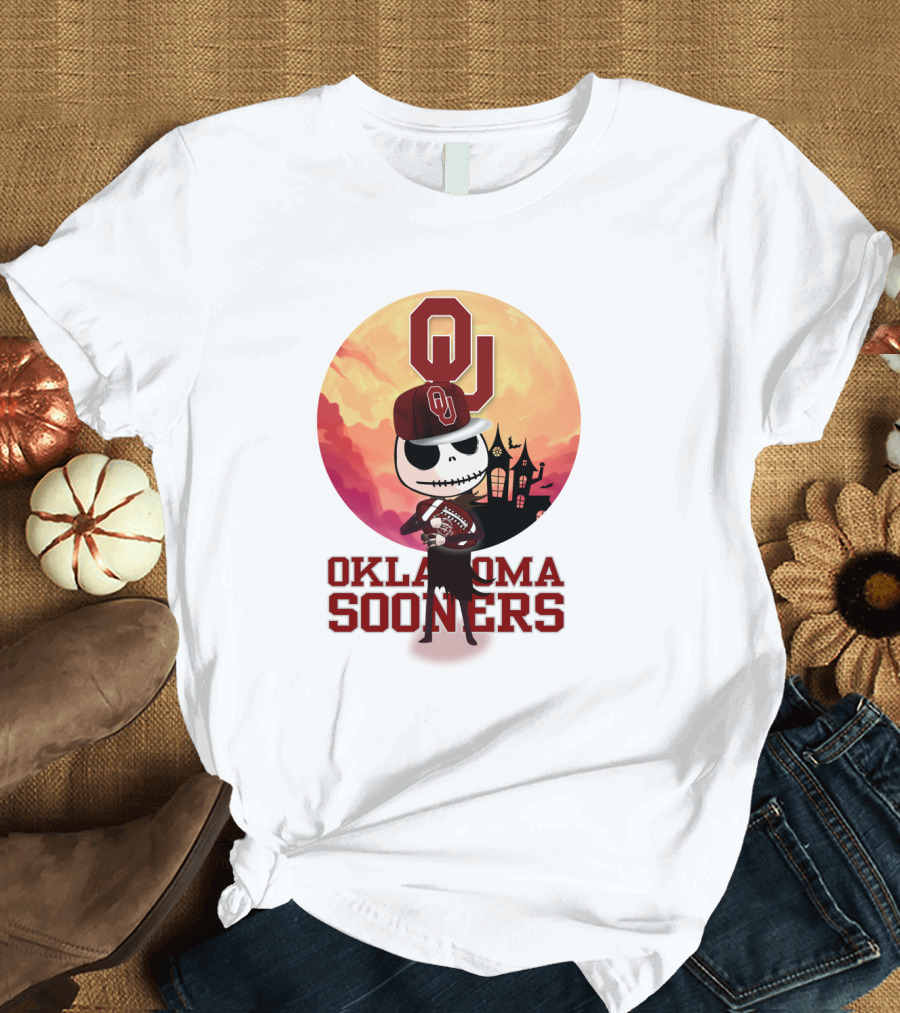 Oklahoma Sooners Jack Skellington Football Ou Halloween T-Shirt