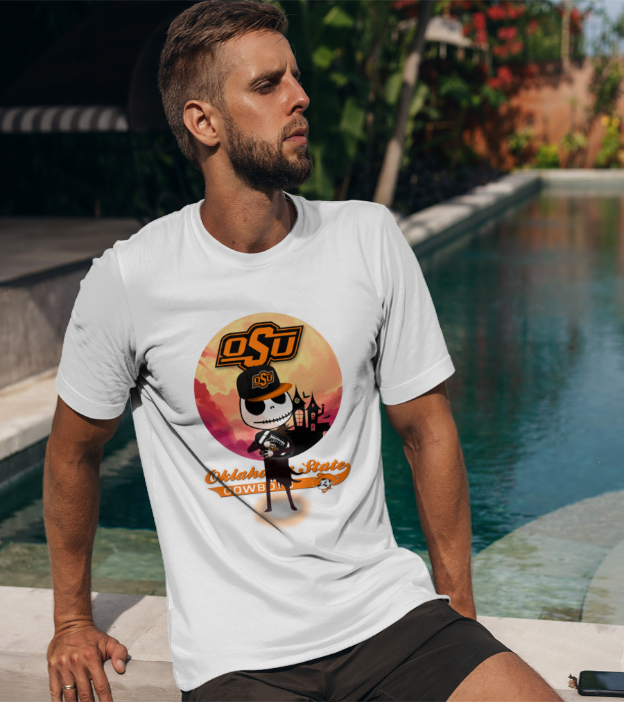 Osu Oklahoma State Cowboys Halloween Character Football T-Shirt