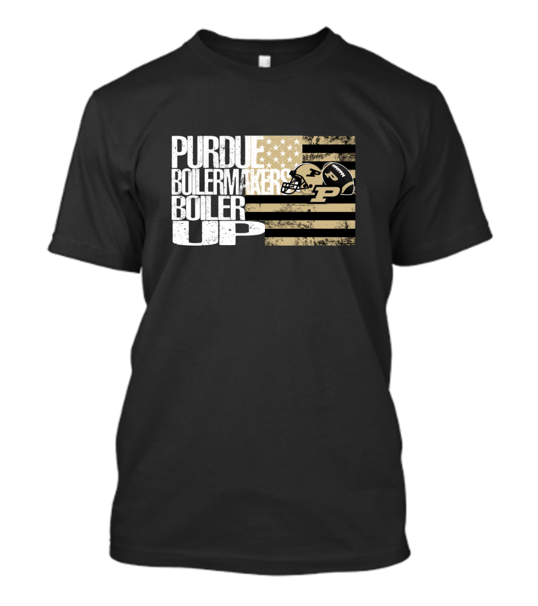 Purdue Boilermakers Boiler Up American Flag Football Helmet T-Shirt