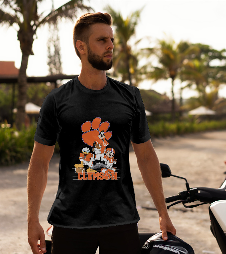 Clemson Disney Characters Football Team Mickey Donald Goofy Paws T-Shirt