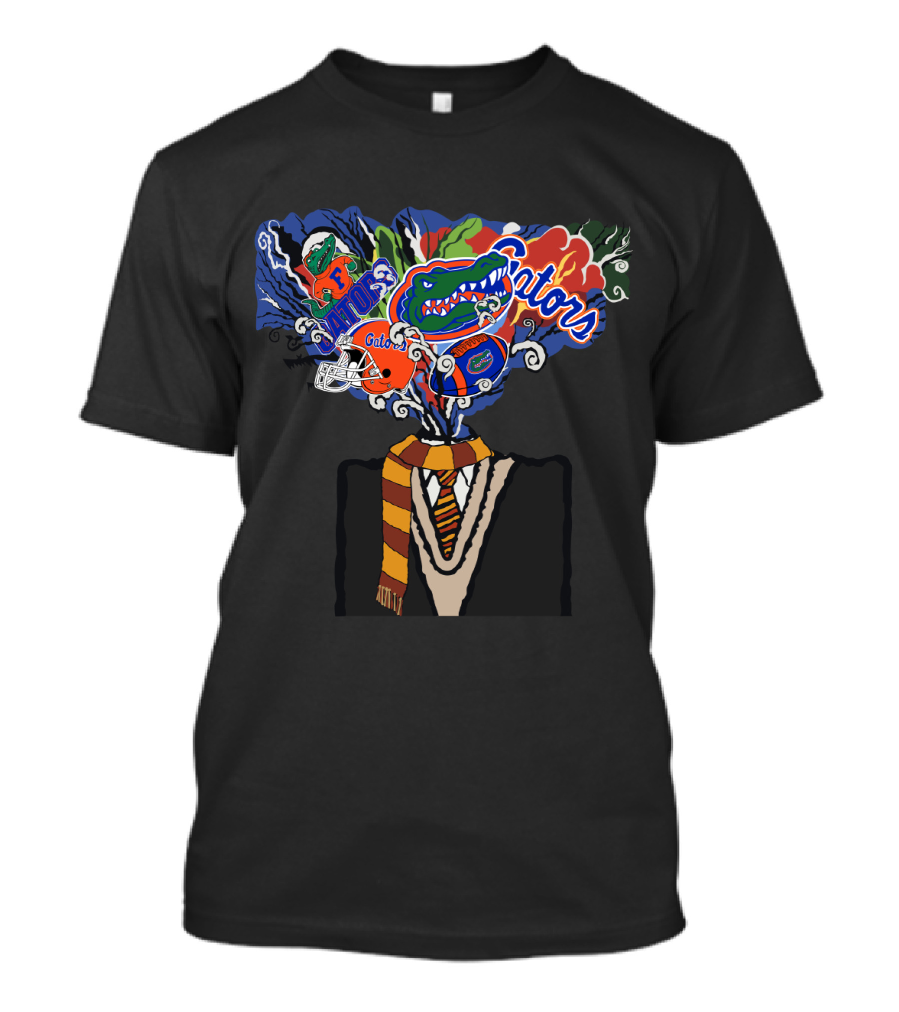 Gators Uf Football Mind-Blowing Art With Florida Team Logos And Scarf T-Shirt