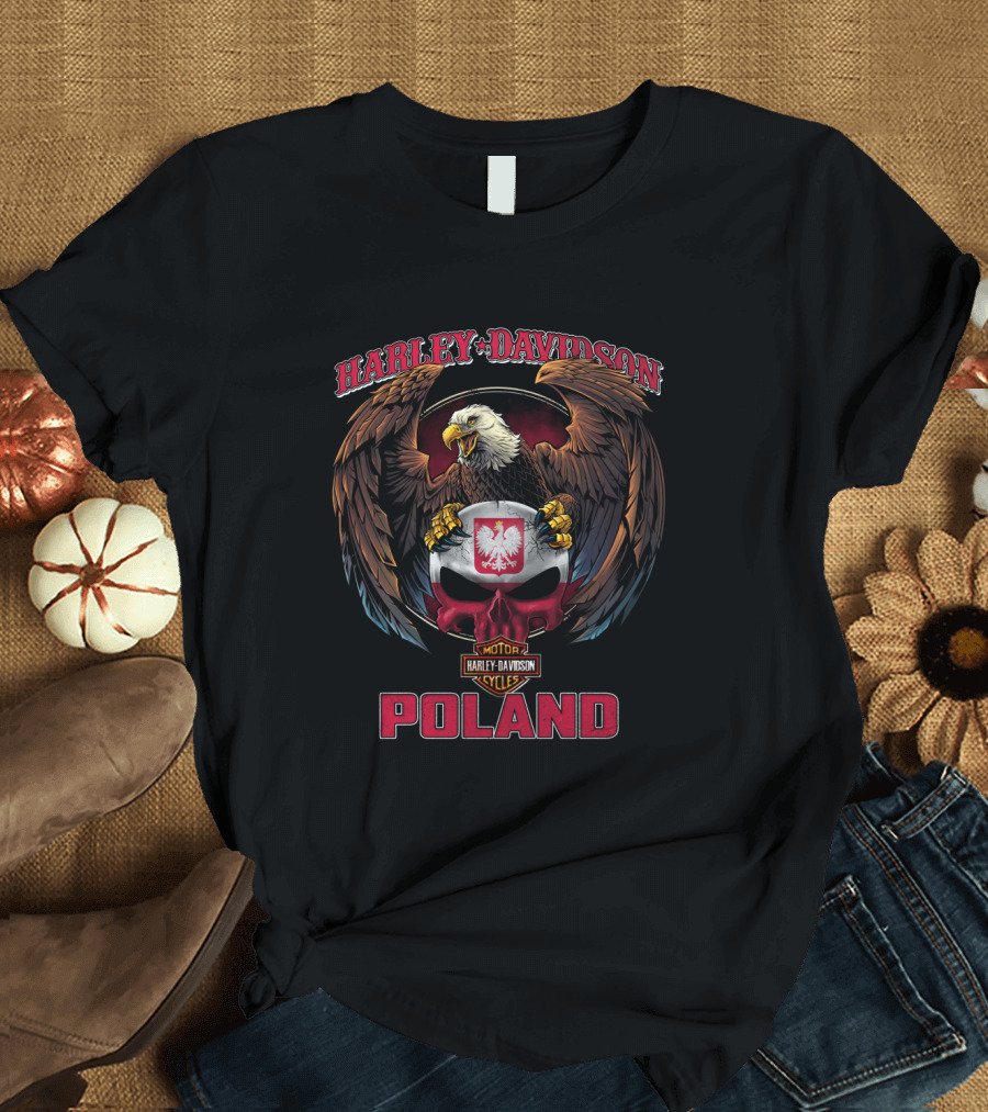 Harley Davidson Poland Motorcycles Eagle Helmet T-Shirt