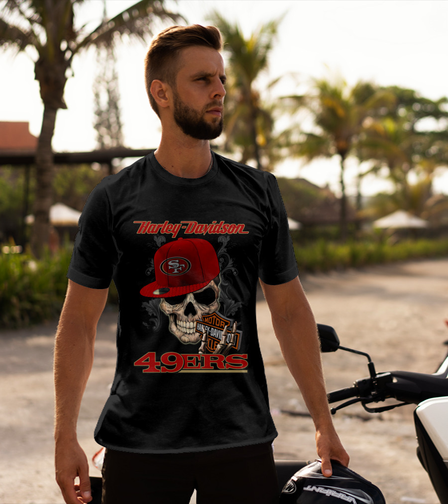 Harley Davidson Sf Skull Cap 49ers T-Shirt