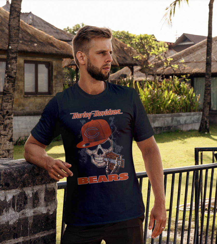 Harley Davidson Chicago Bears Skull T-Shirt