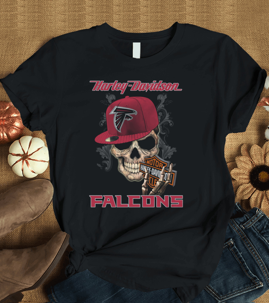 Harley Davidson Atlanta Falcons Skull Moto T-Shirt