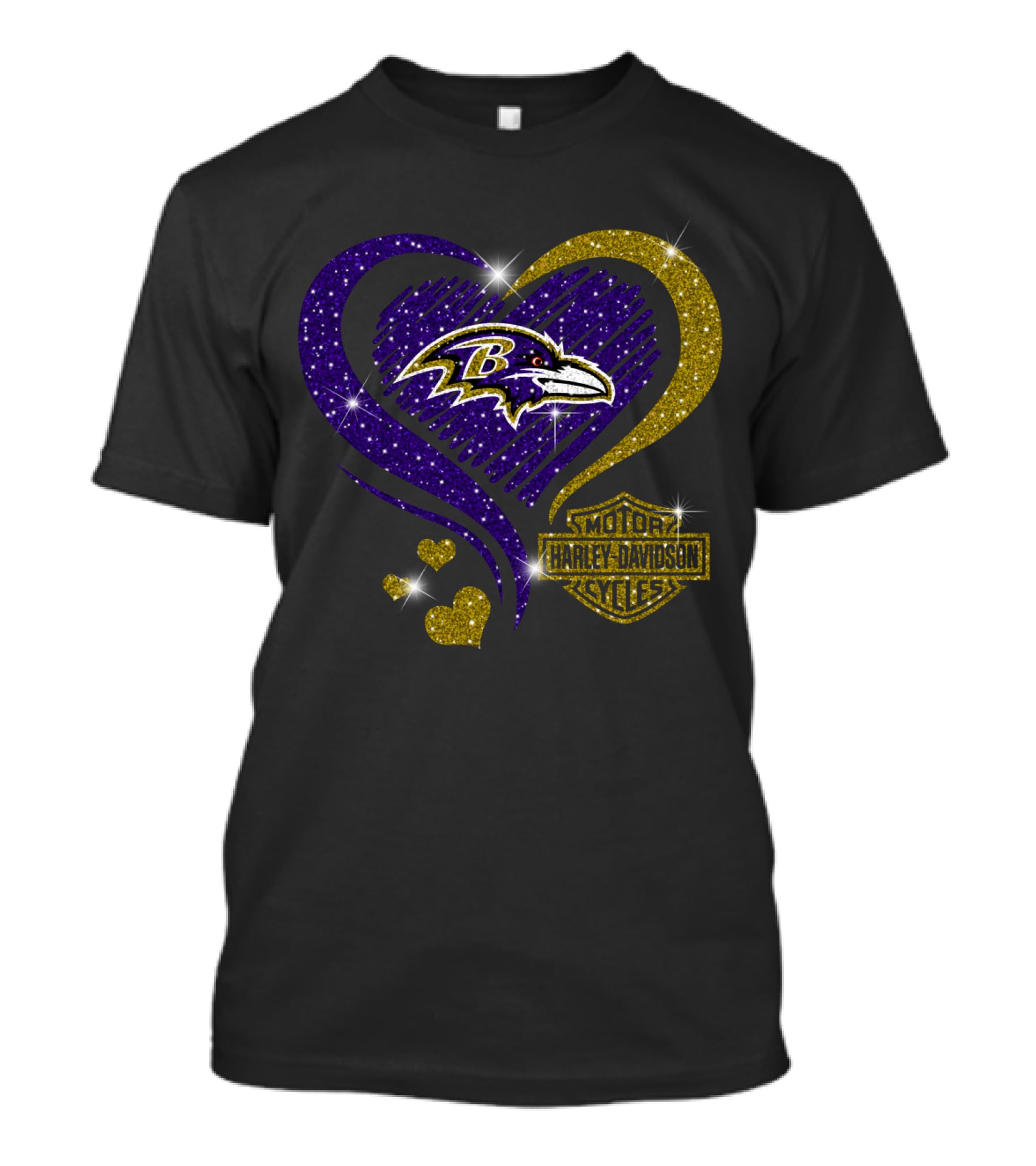 Baltimore Ravens Harley Davidson Heart T-Shirt