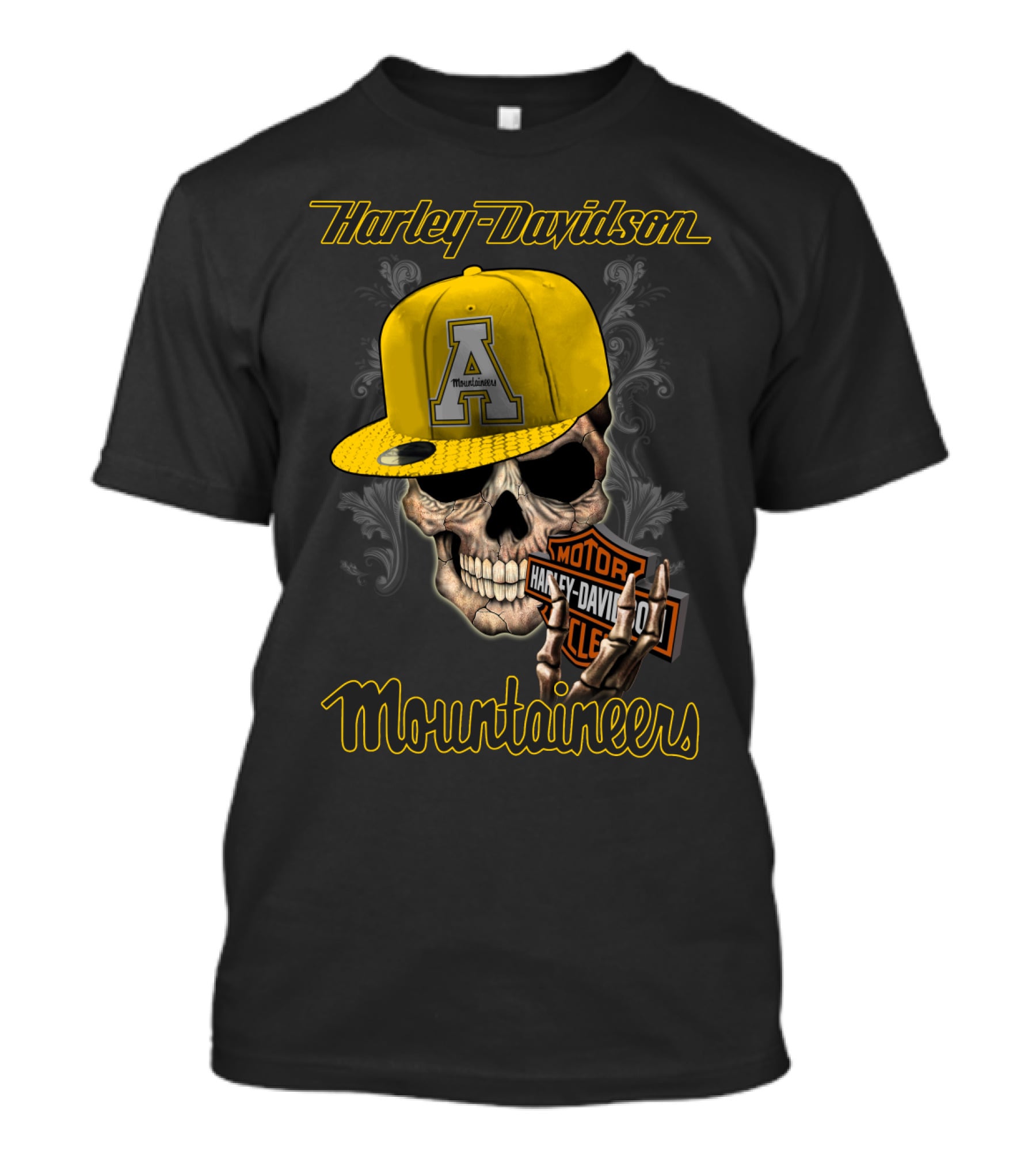 Harley Davidson Appalachian State Mountaineers Skull With Cap T-Shirt