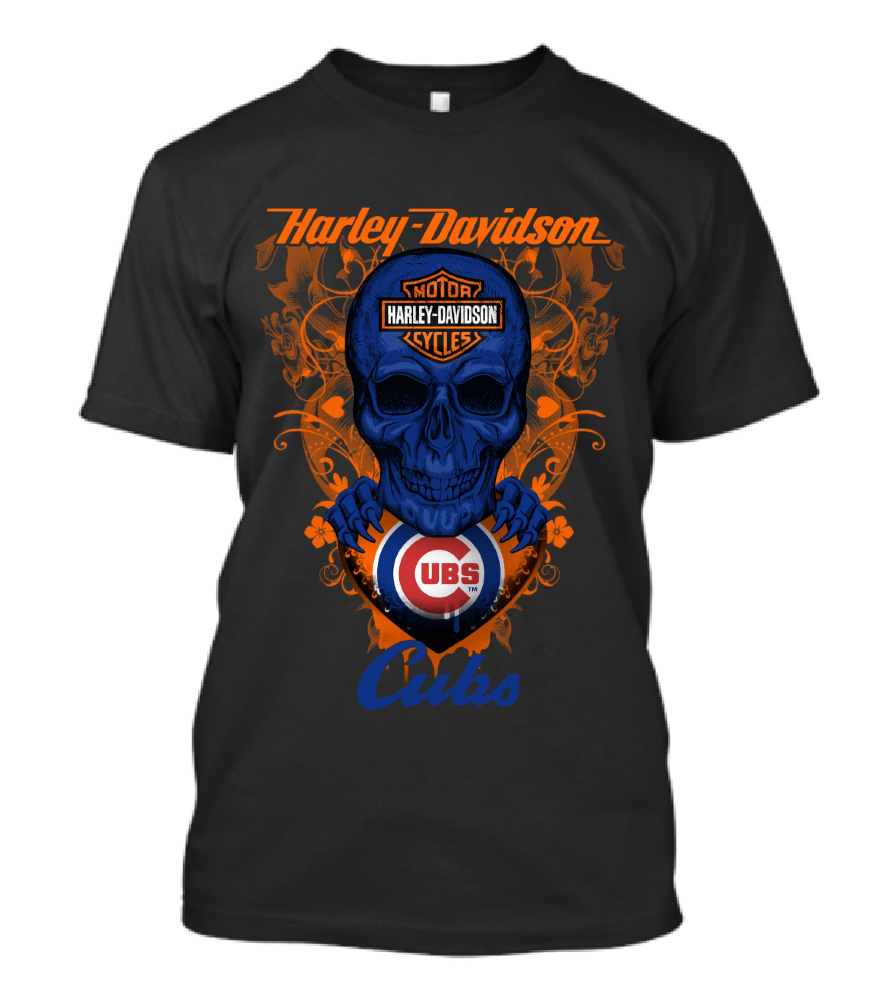 Harley Davidson Motor Cycles Skull Cubs Mlb Chicago T-Shirt